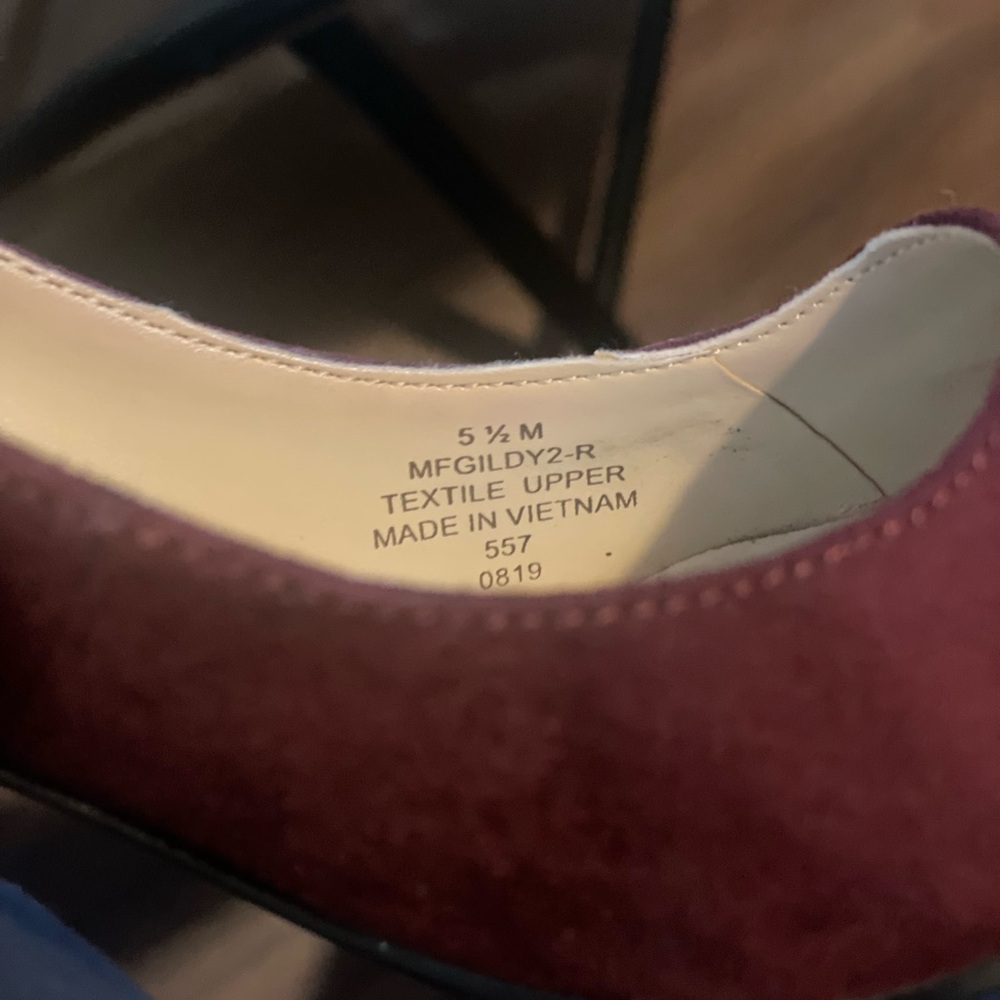 Burgundy suede heels with 3.5" heel #glamour #marcfisher